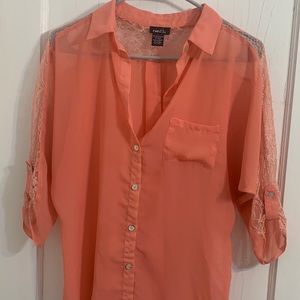 Sheer button up top